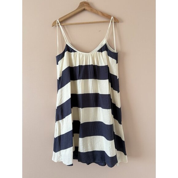 COS Gathered Strappy Striped Mini Flowy Babydoll Mini Dress Nautical NWT 14 - Picture 2 of 9
